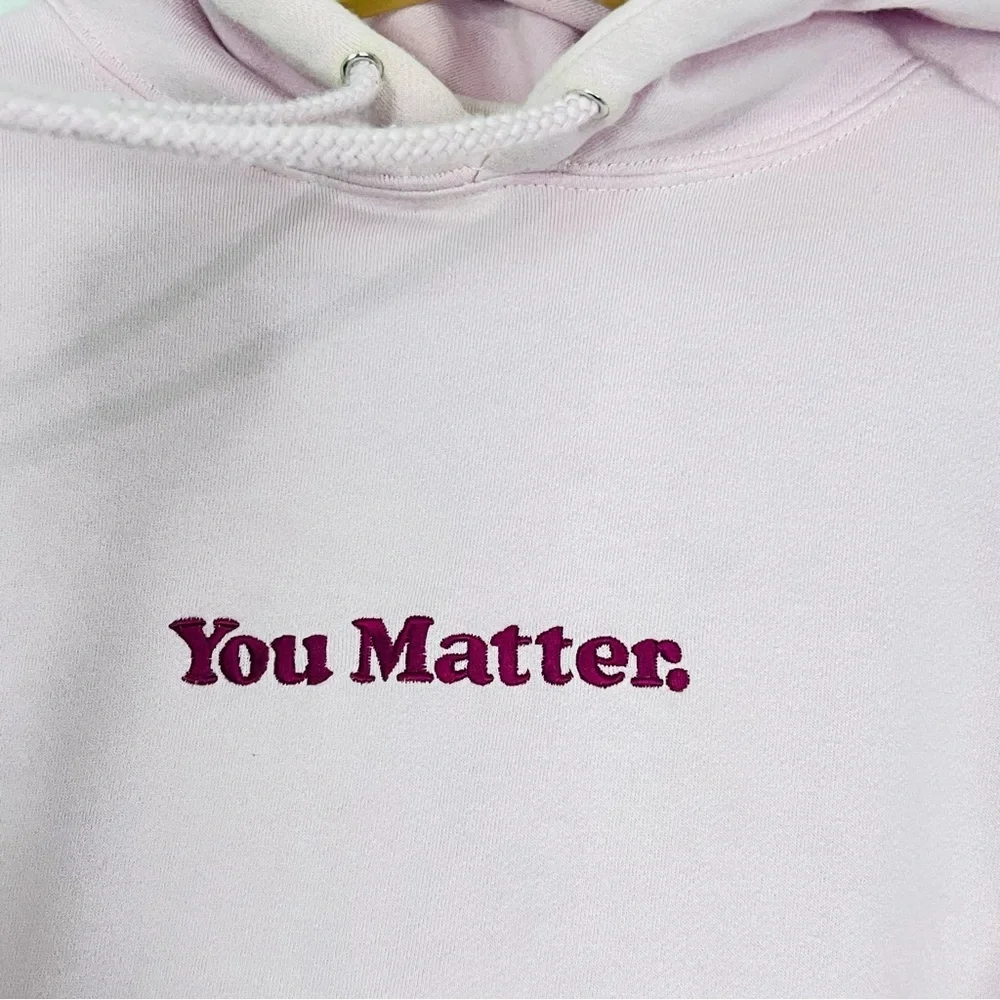 You Matter by Demetrius Harmon Pink Fleece Soft Embroidered Hoodie XS